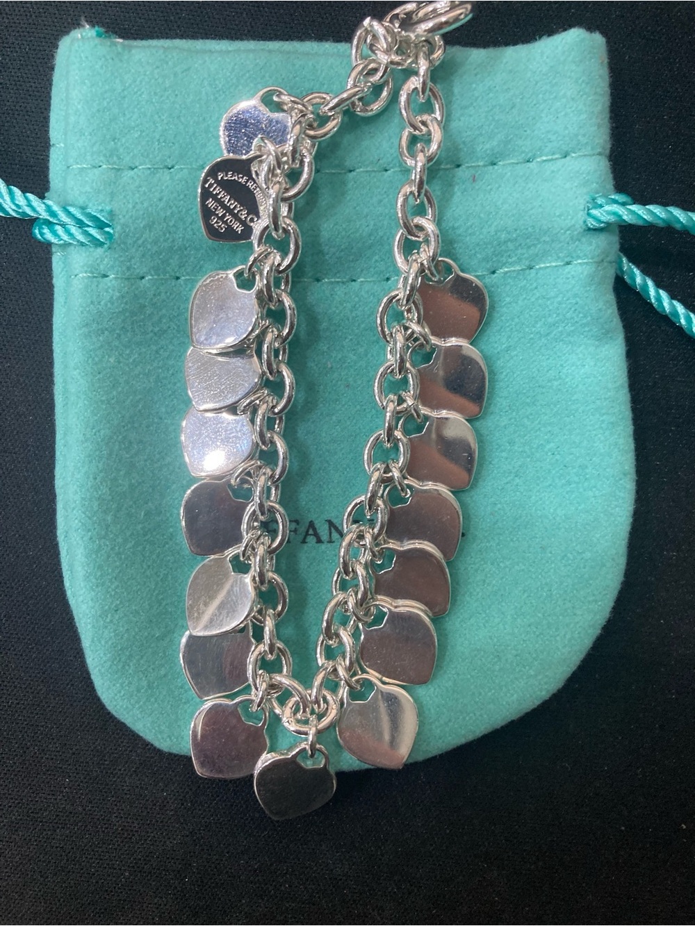 Sterling Silver Heart Charm Link Bracelet - Silver